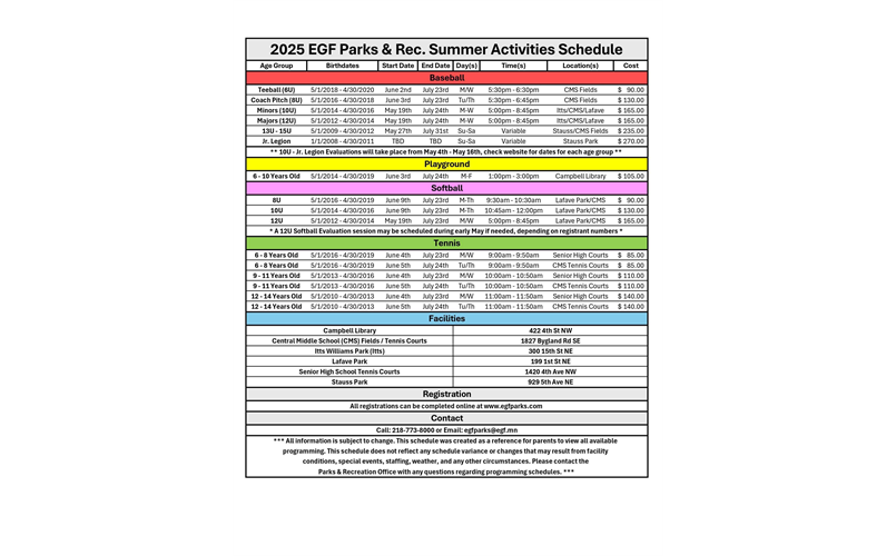 Summer Activities Registration Open!